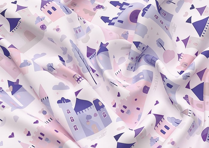 Magic Castle, Fairy Purple - Motorised Roman Blind - Image 4
